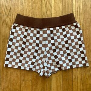 Peppermayo Remix It Knit Brown Checkered Shorts
